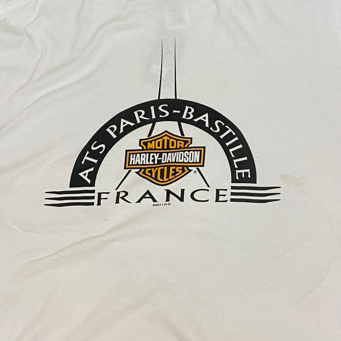 미국 빈티지 할리데이비슨 파리 프린팅 레어 반팔티 흰티셔츠 상품이미지6