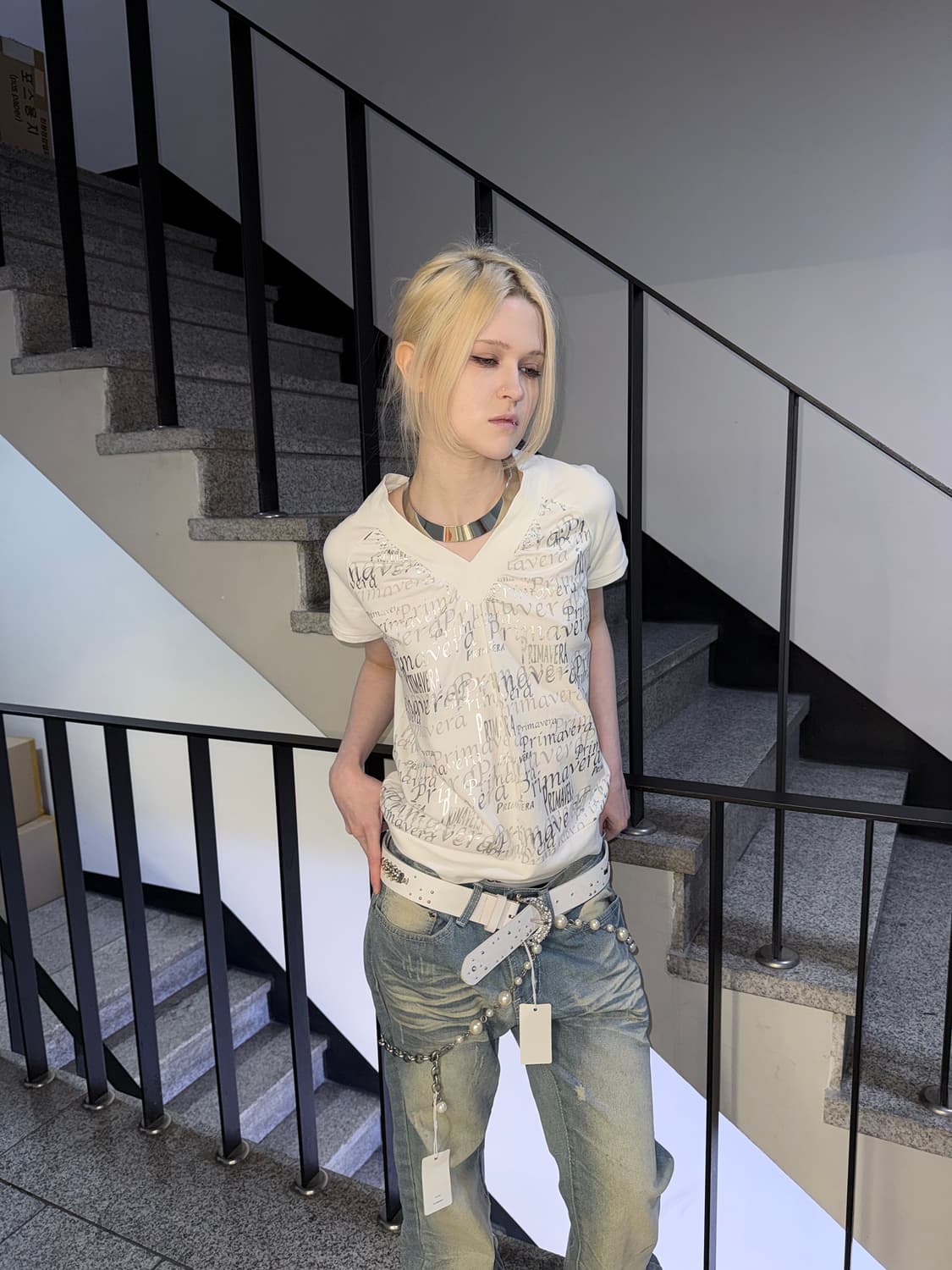 silver lettering top 상품이미지1