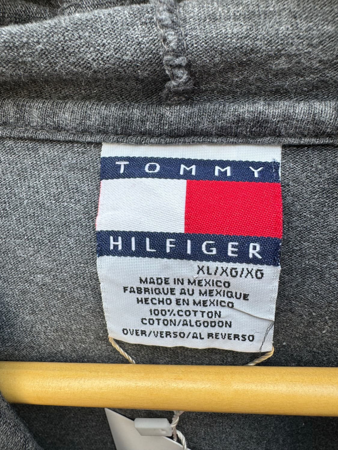 90s 타미힐피거 롱슬리브 후디 후드티 그레이 xl 상품이미지4