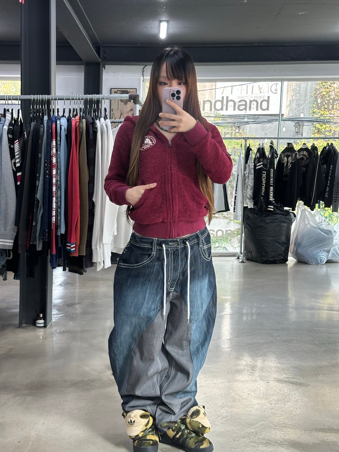 히스테릭글래머 히스걸 보아 파커 후드집업 다크체리 상품이미지2