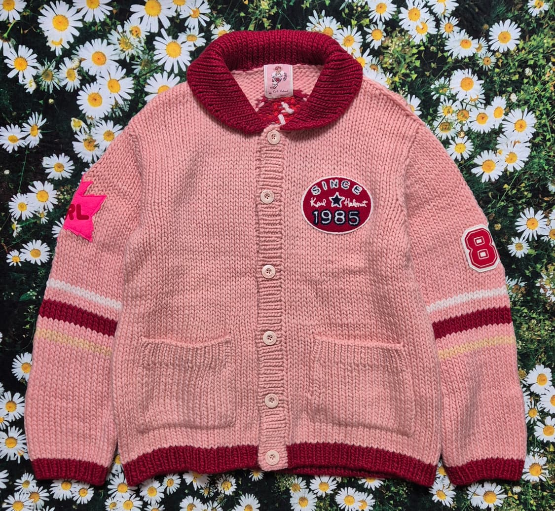 KARL HELMUT 칼헬무트 핑크 하키 곰돌이 니트 가디건 성인M 상품이미지3
