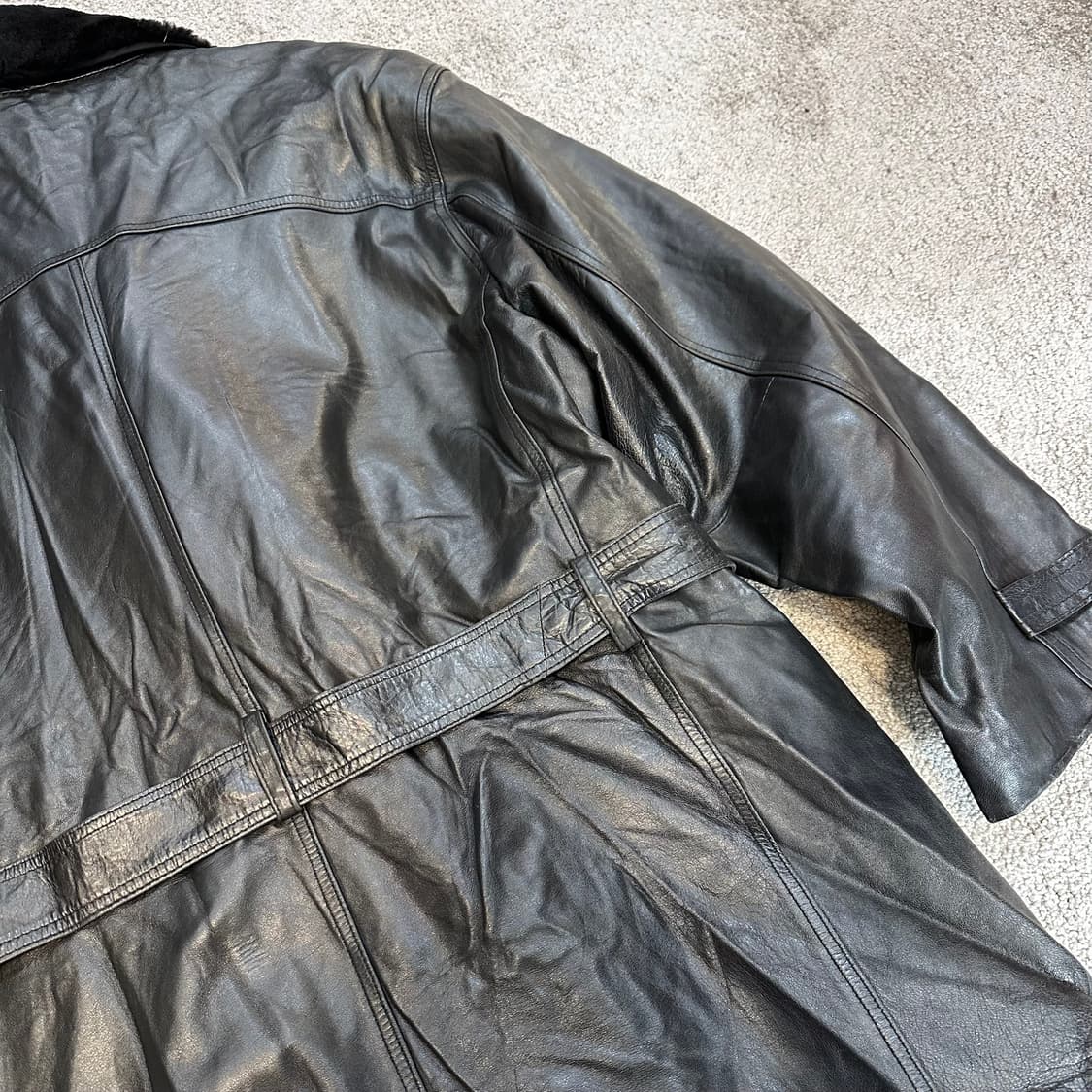 빈티지 양가죽 퍼 트리밍 벨티드 자켓XL 상품이미지8