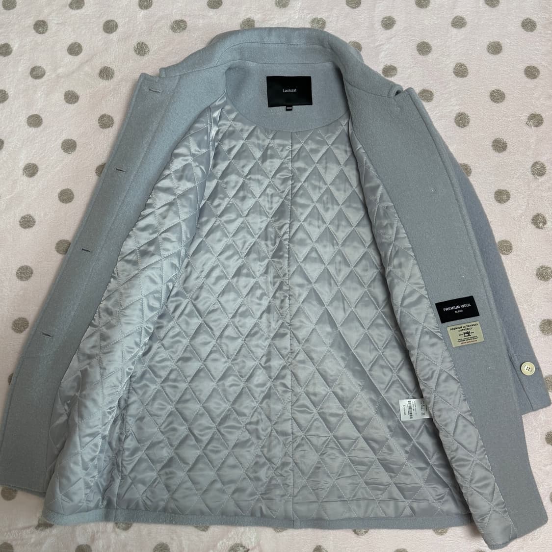 룩캐스트 울 부클 하프코트 아쿠아블루 상품이미지3