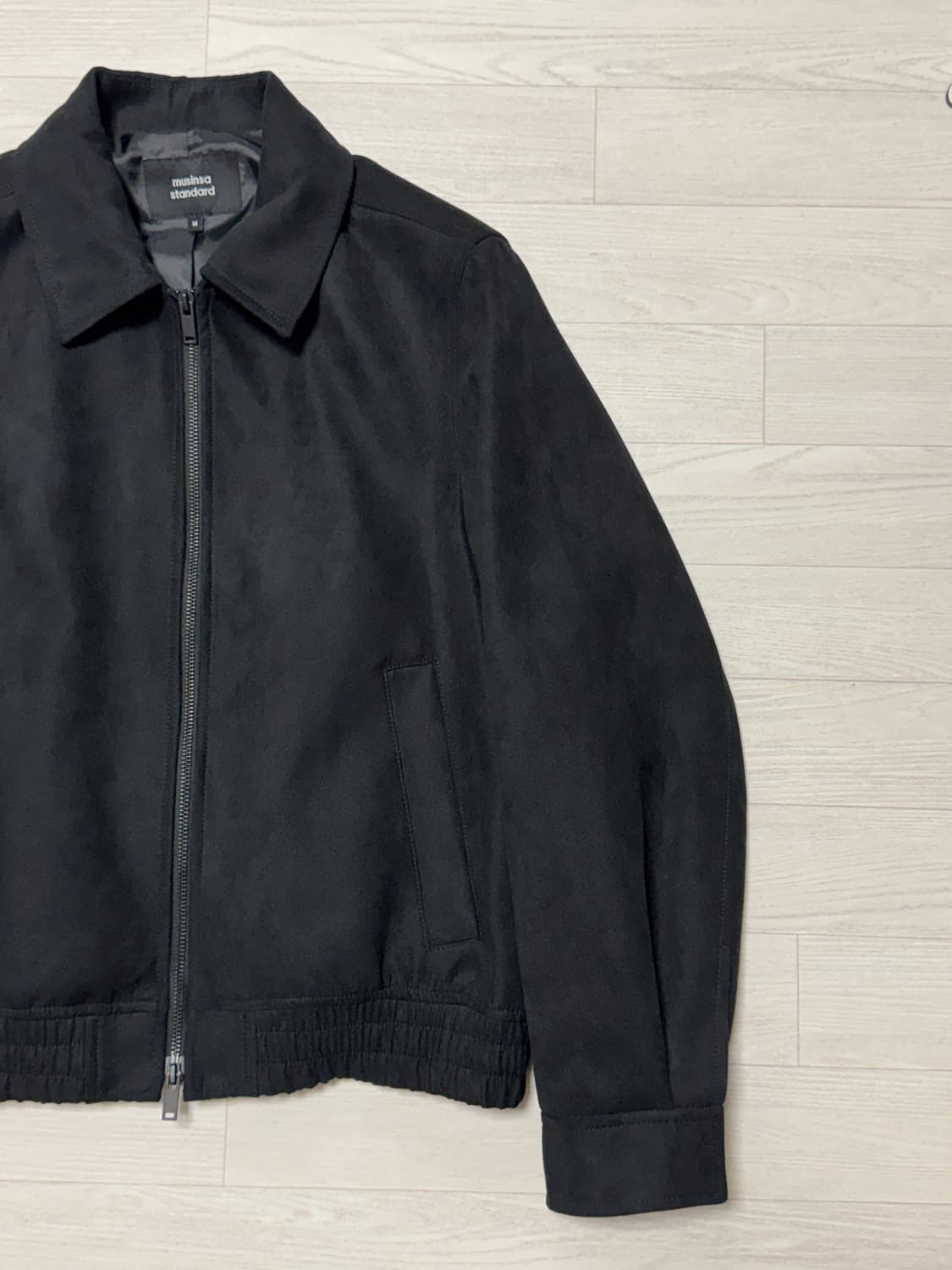 무신사 스탠다드 신세틱 스웨이드 미니멀 블루종 재킷 블랙 M 상품이미지4