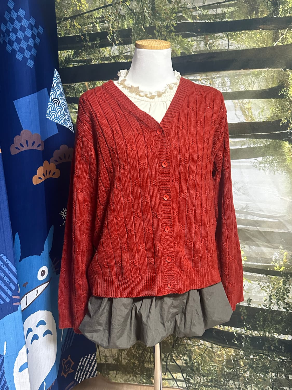 빈티지 레드 니트 가디건 모리 모리걸 상품이미지2