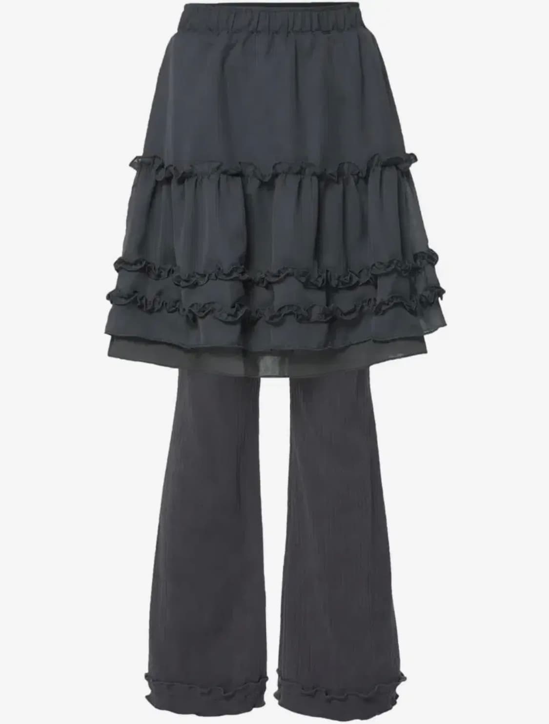 플레어업 3-Layered Ruffle Skirt Pants 차콜 상품이미지2