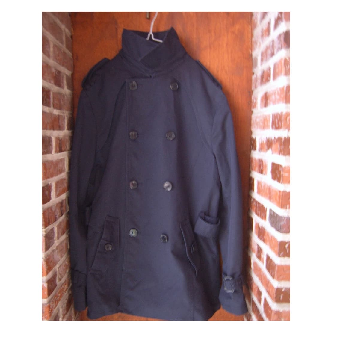 네이비 더블브레스트 하이넥 자켓 상품이미지1