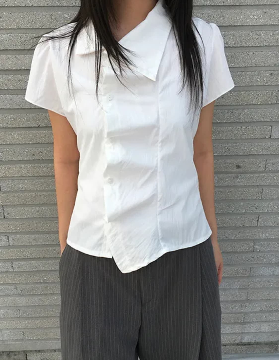 언발 셔링 카라 셔츠 (급처) 상품이미지1