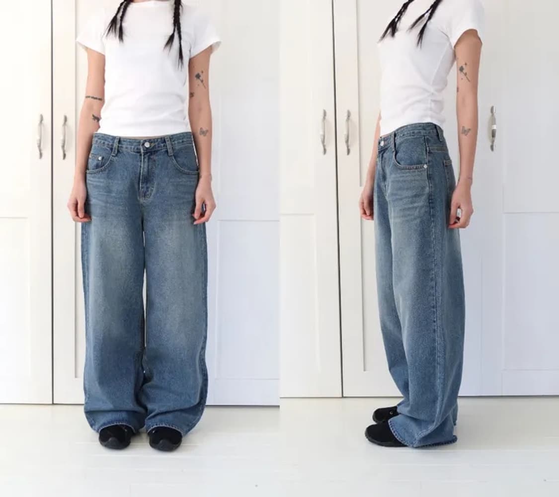 김미 씨어 스탠다드 와이드 데님 상품이미지1