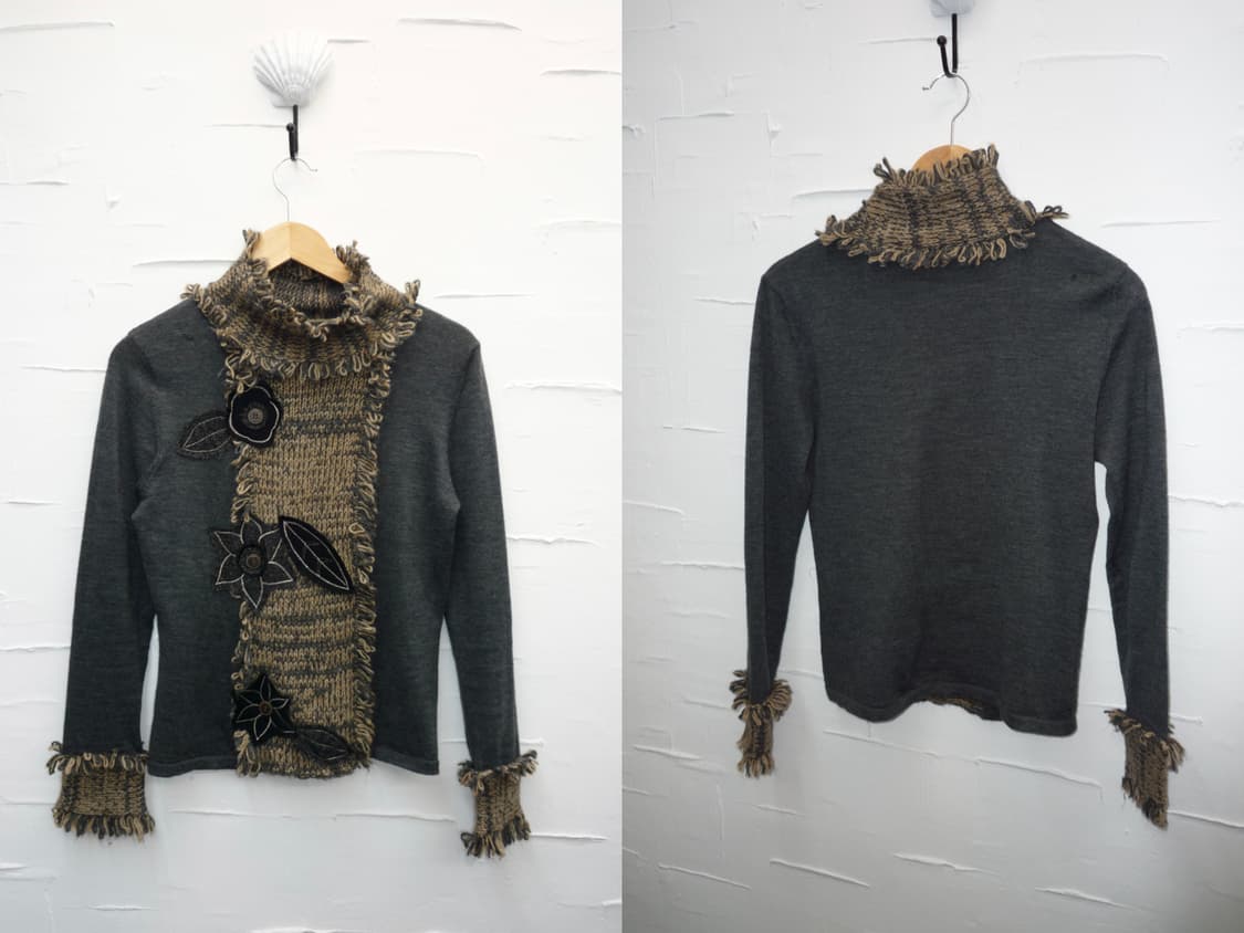 Vintage flower charcoal knit 상품이미지5