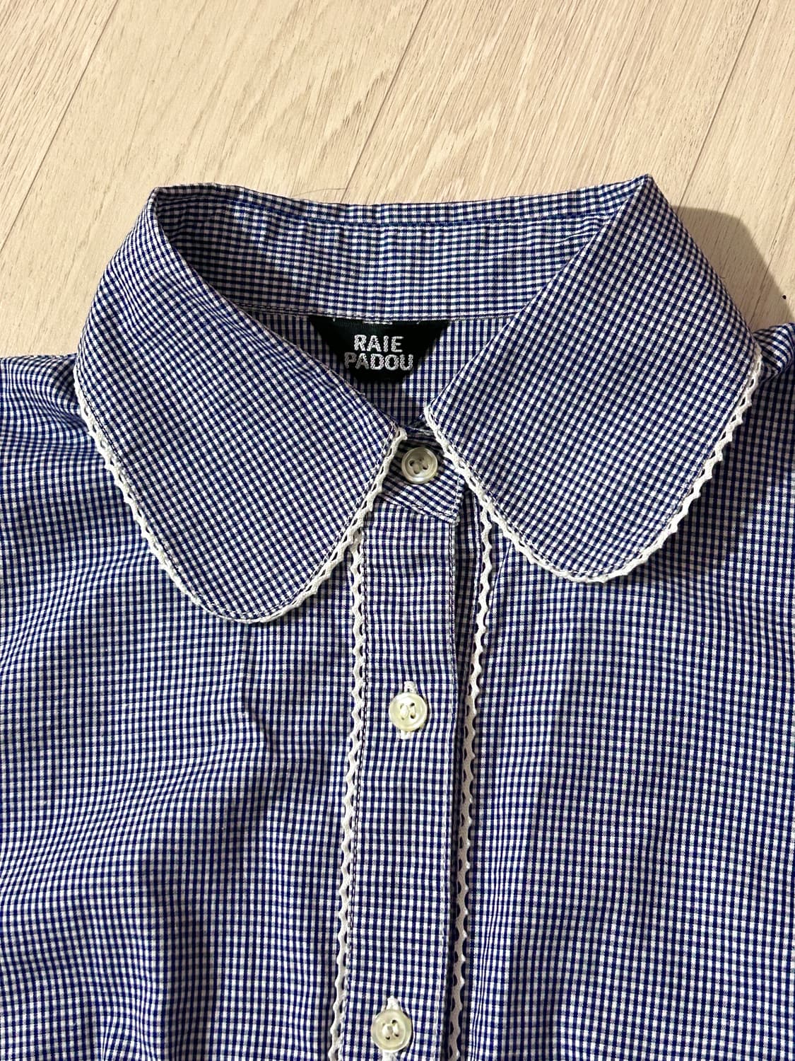 RAIE PADOU 레이스 체크 반소매 셔츠 블라우스 상품이미지2