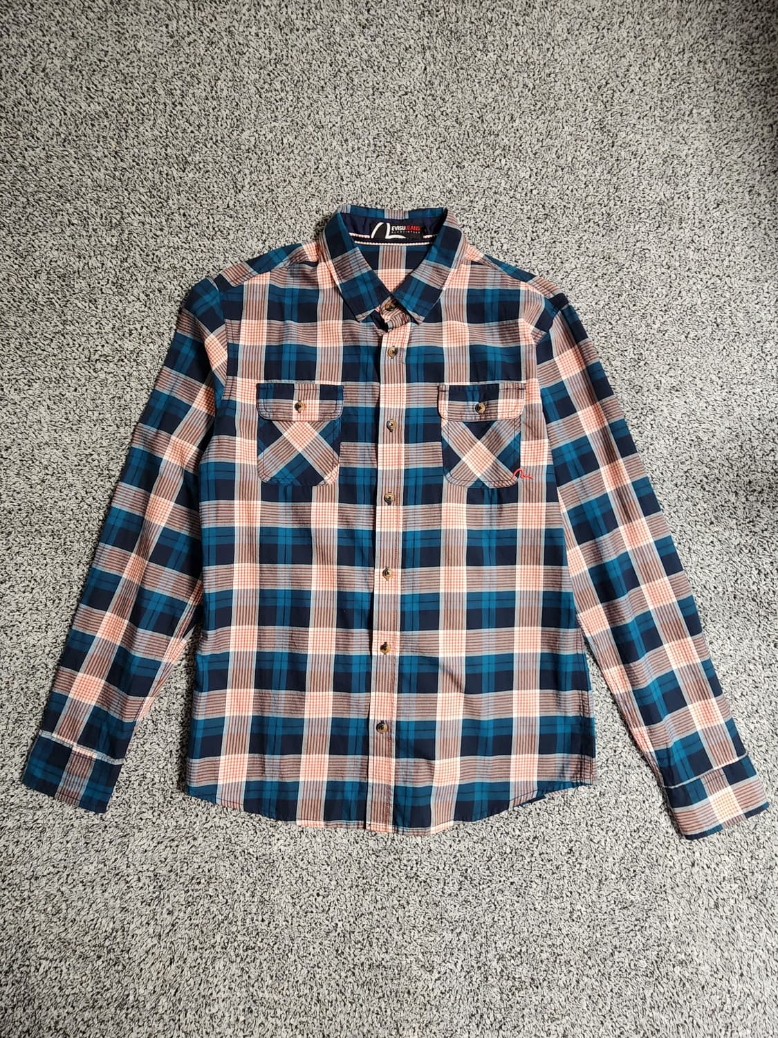 에비수 자수로고 면체크셔츠 상품이미지1