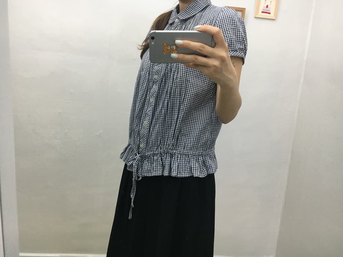 네이비 둥근 카라 블라우스 상품이미지3