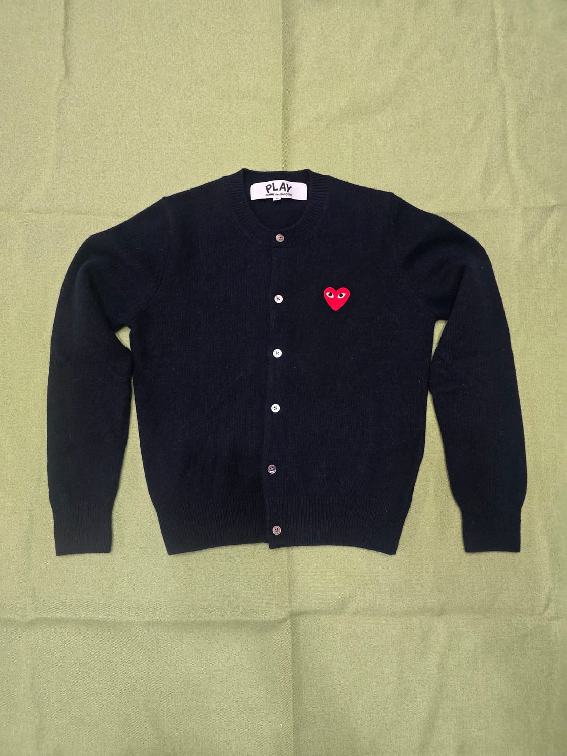 플레이 꼼데가르송 더블 하트 가디건 블랙 상품이미지1