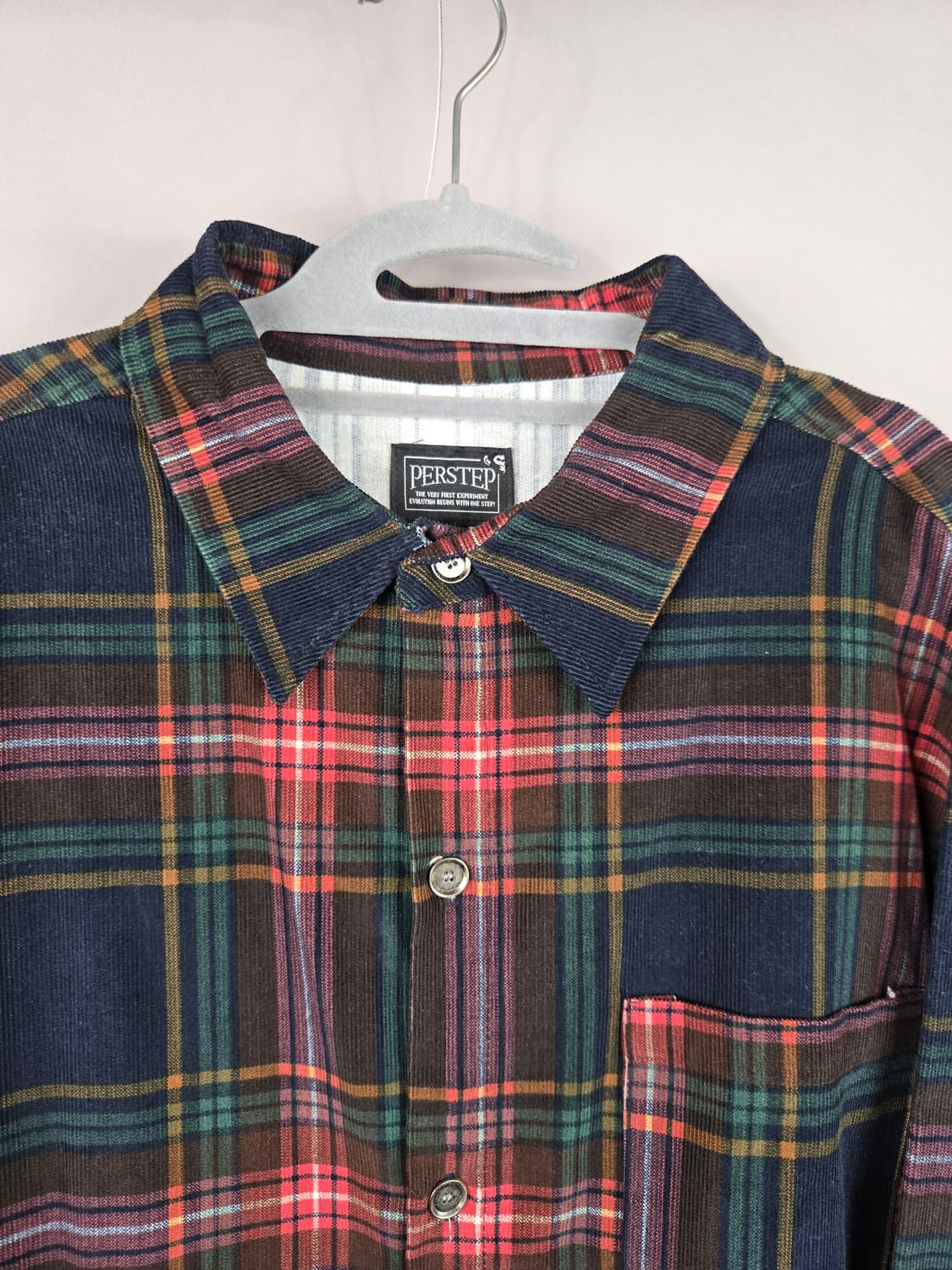 [무료배송]퍼스텝 L 남성 오버핏 코튜로이 골덴 체크 셔츠 상품이미지2