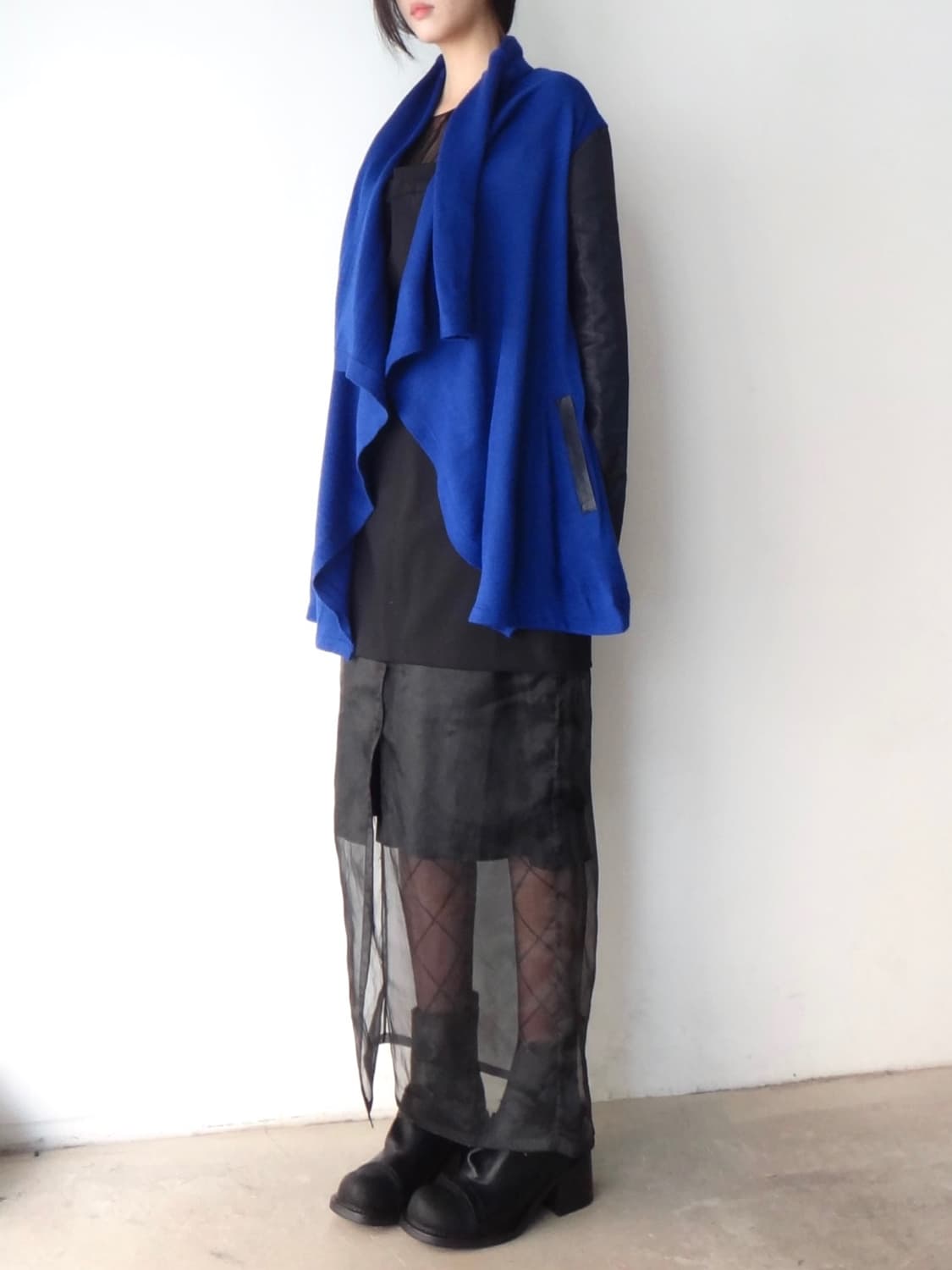 Goat lether drape cardigan 상품이미지4