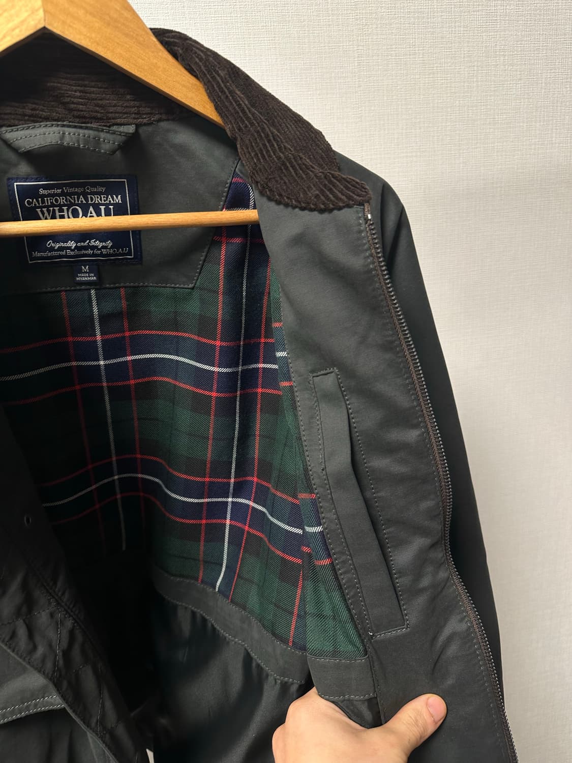 후아유 바버자켓 다크그린 상품이미지3