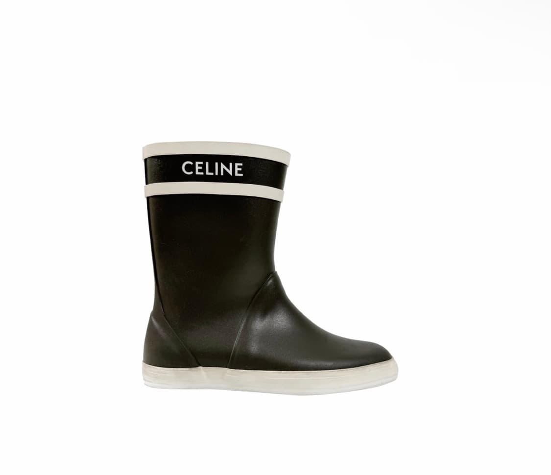 [38] 셀린느 여성 러버 로고 플랫 하프 레인 부츠 장화 카키 상품이미지1
