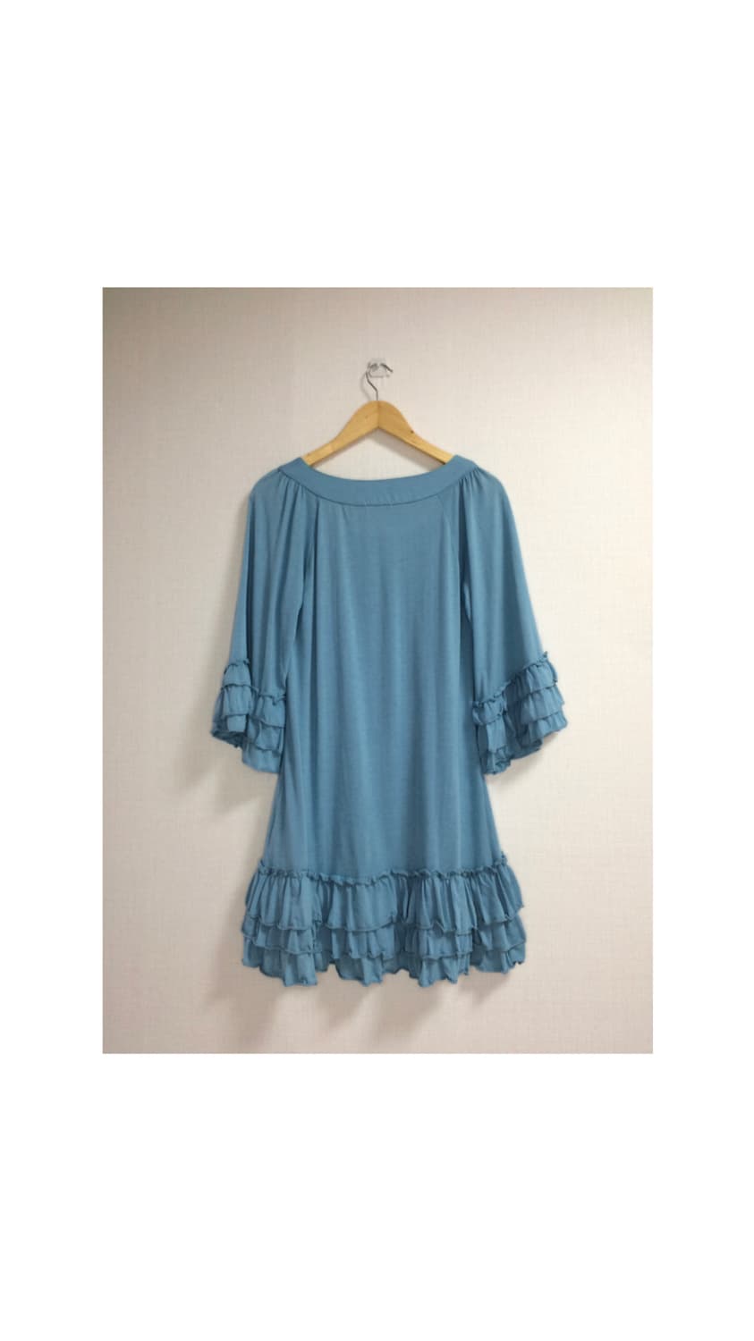 빈티지 블루 겹프릴 셔링 원피스 튜닉 상품이미지5