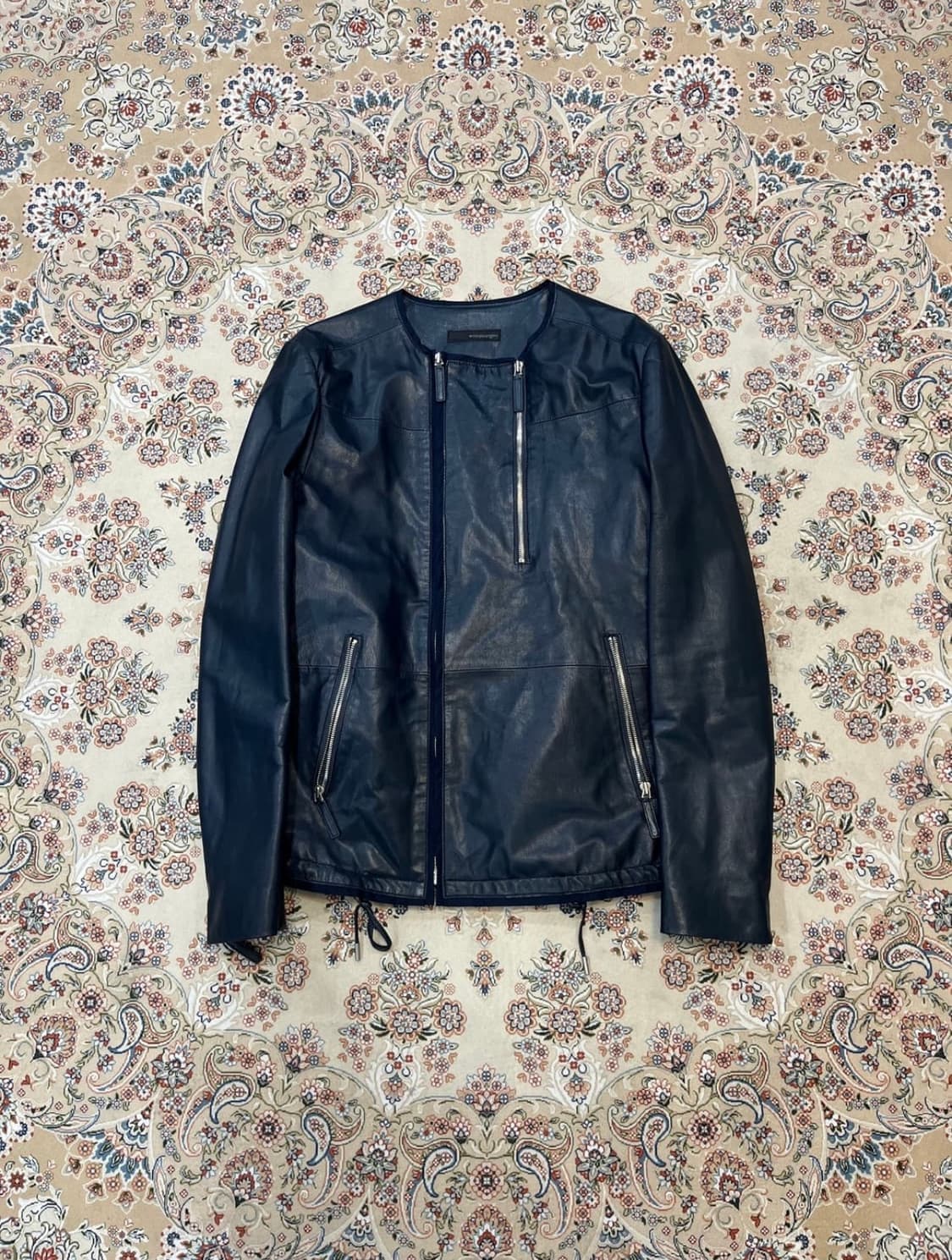 고트 스킨 레더 멀티지퍼 자켓 상품이미지1