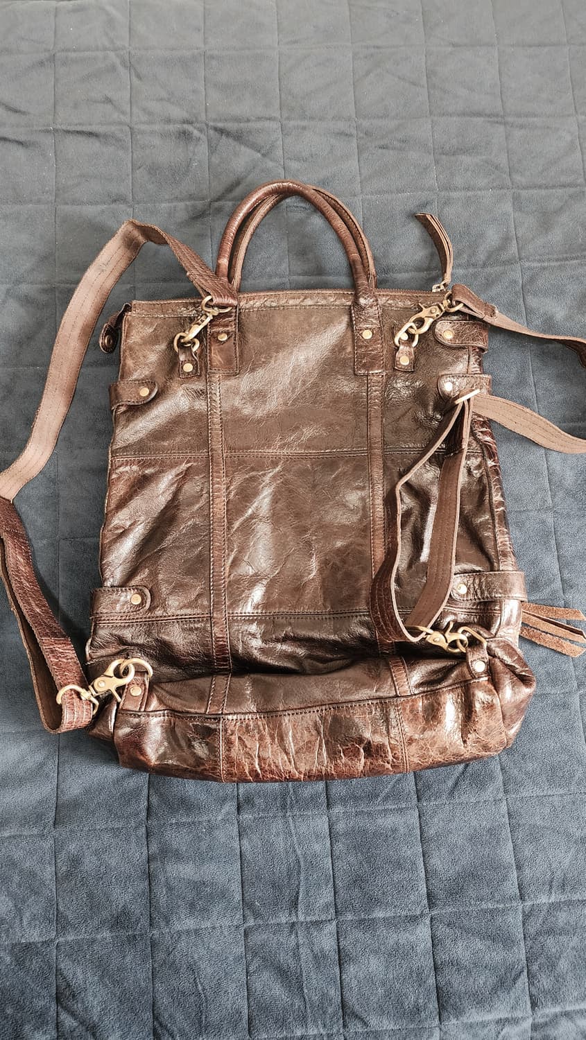 빈티지 브라운 가죽 백팩 겸 토트백 상품이미지2