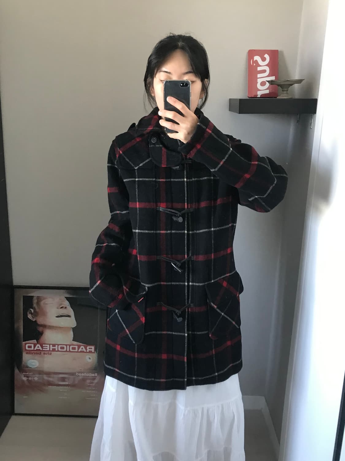 리바이스 레드 탭 체크 떡볶이 코트 상품이미지1