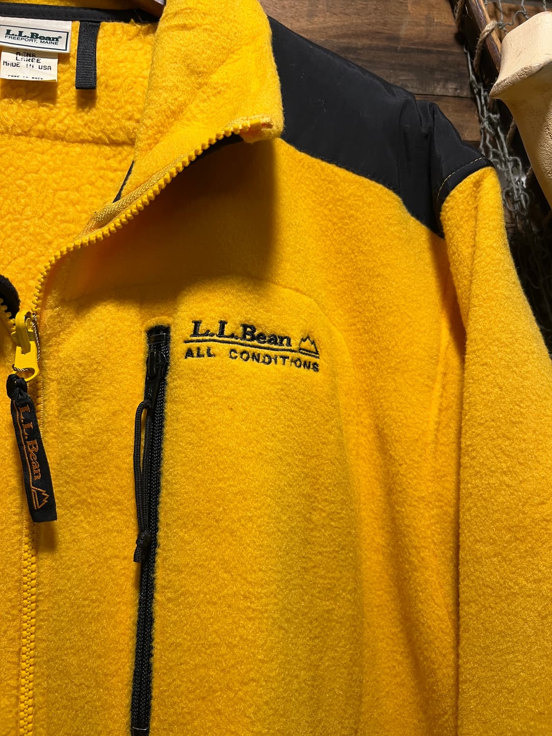 [L]90's 엘엘빈 Made in USA  올웨더 옐로우 플리스 자켓 상품이미지4