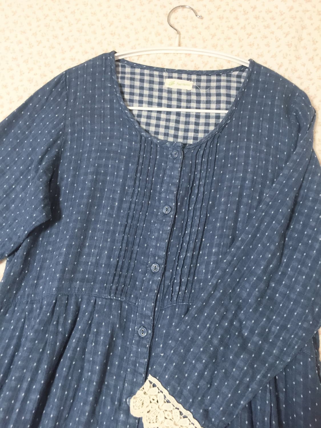 빈티지 모리걸 블루 도트 블라우스 상품이미지2