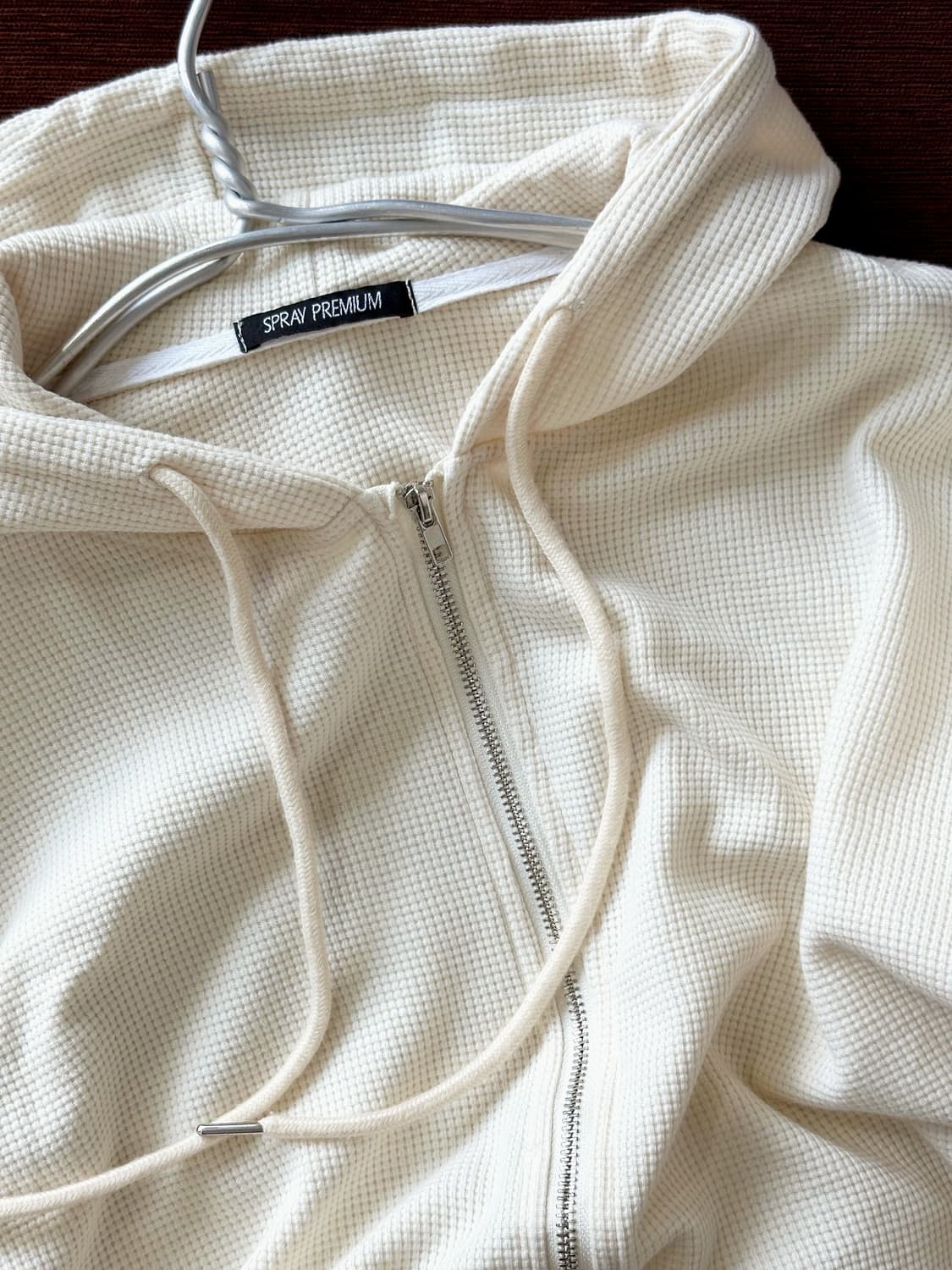 High gauge waffle knitted hood zip parka 상품이미지2