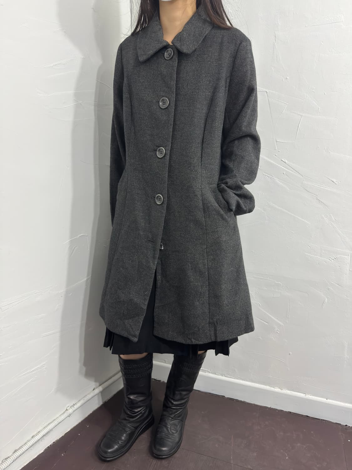 gray button coat 상품이미지5