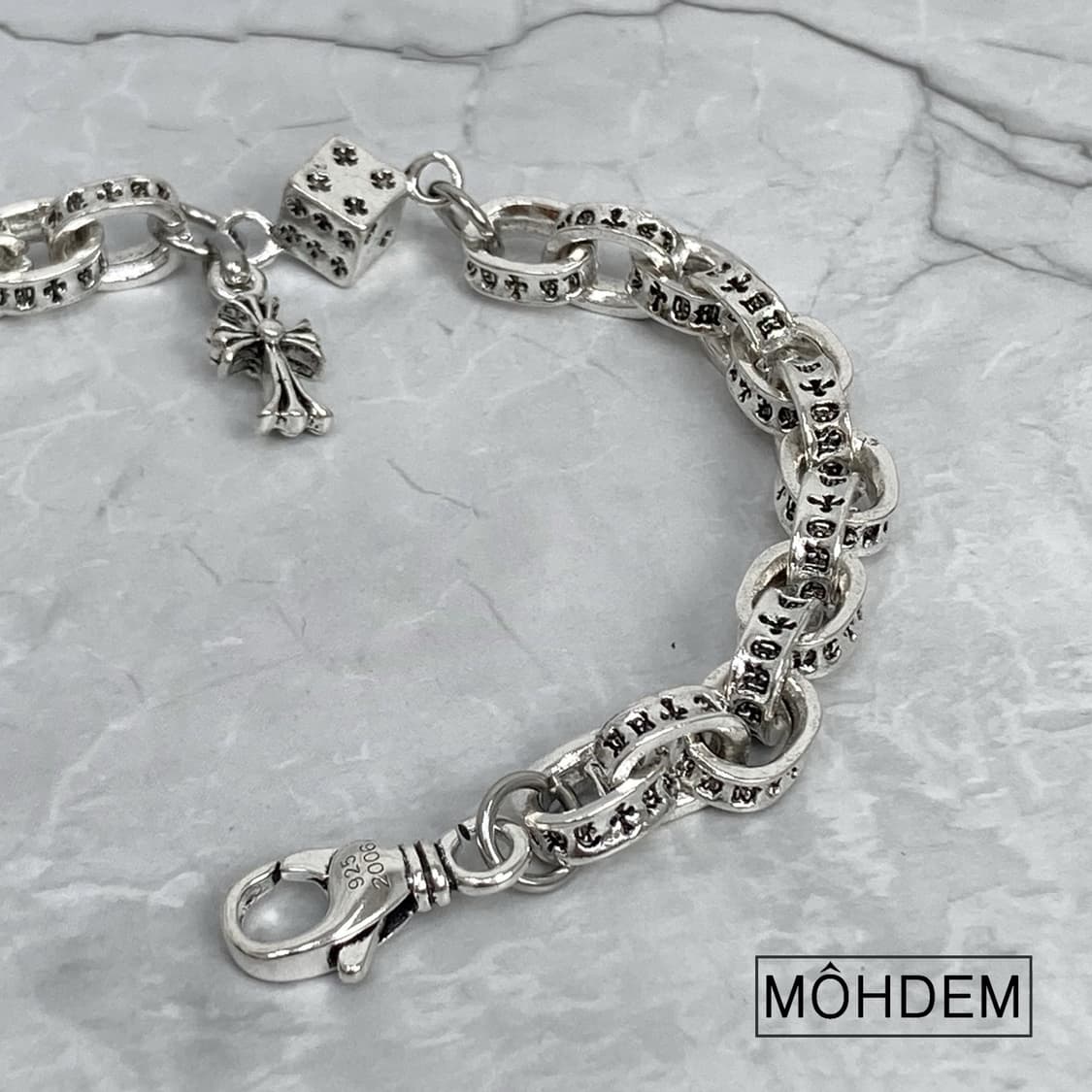 [Unisex] 체인 크로스 크롬 실버 팔찌 상품이미지5