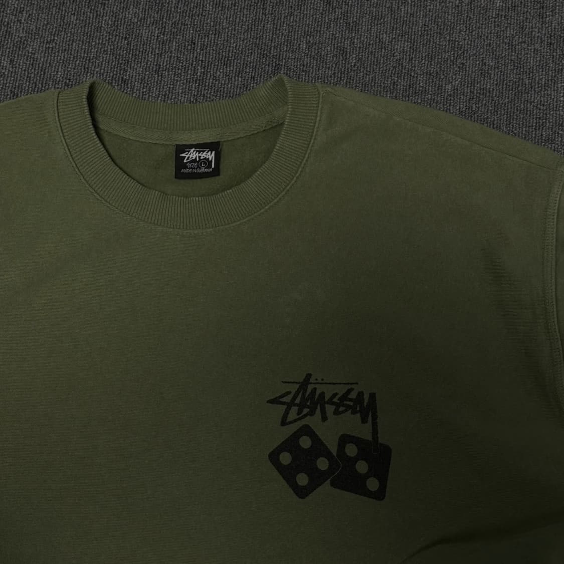 공홈 정품) 스투시 다이스 피그먼트 다이드 크루넥 아티초크 상품이미지3