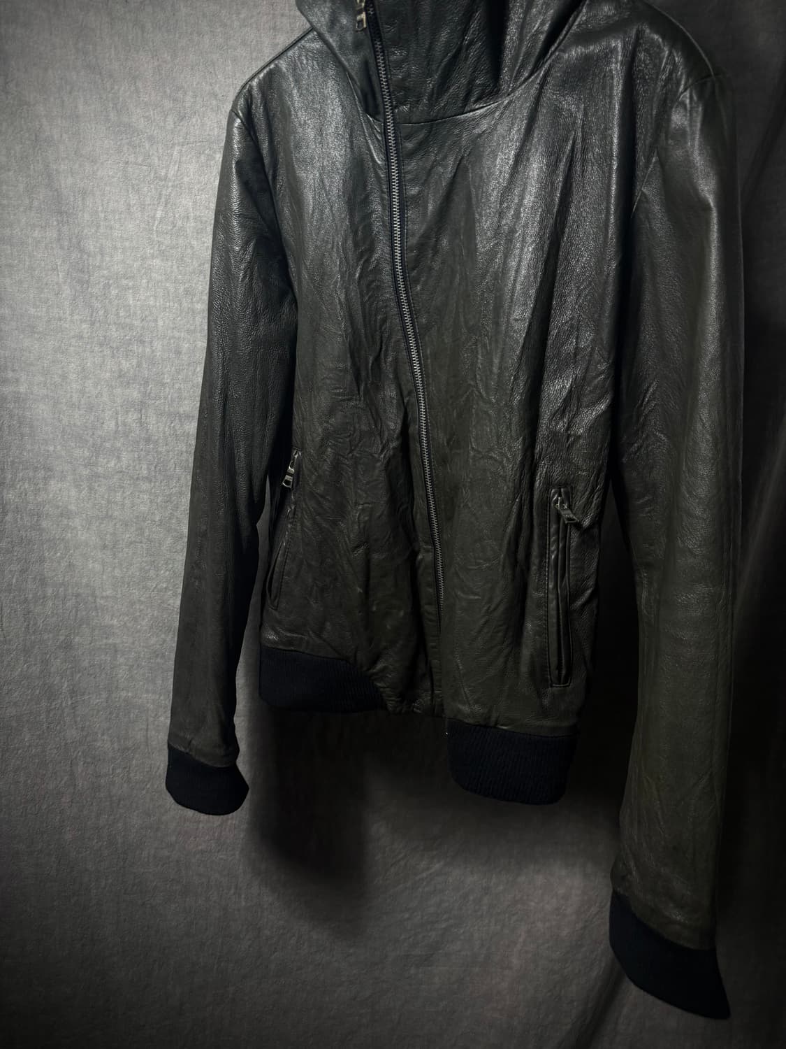 LHP Asymmetric Pigskin Hooded Leather 상품이미지5