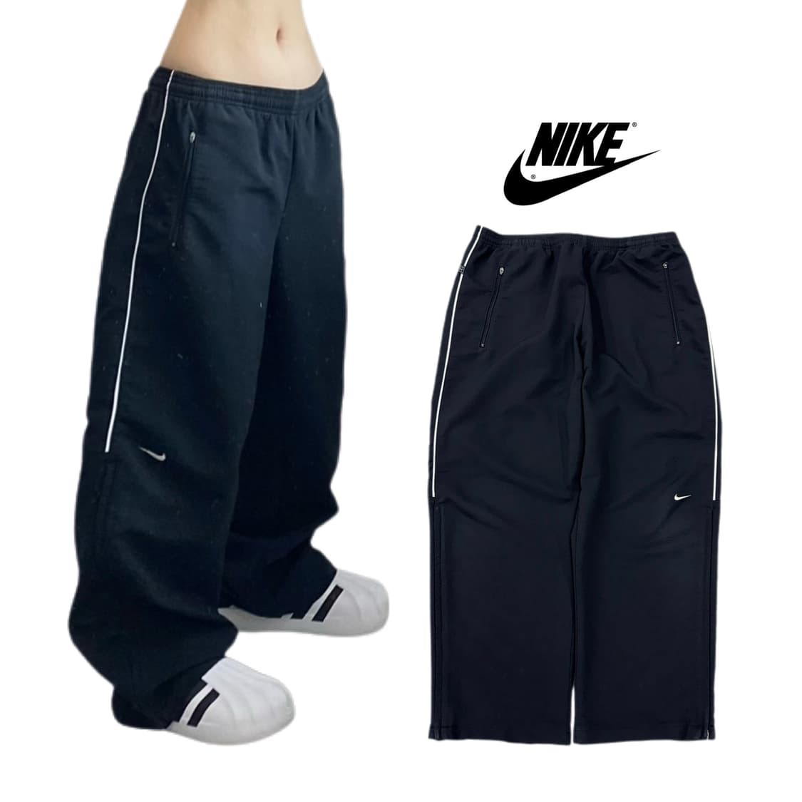 나이키 00s 미들 스우시 올드스쿨 와이드 바람막이 트랙팬츠 상품이미지1
