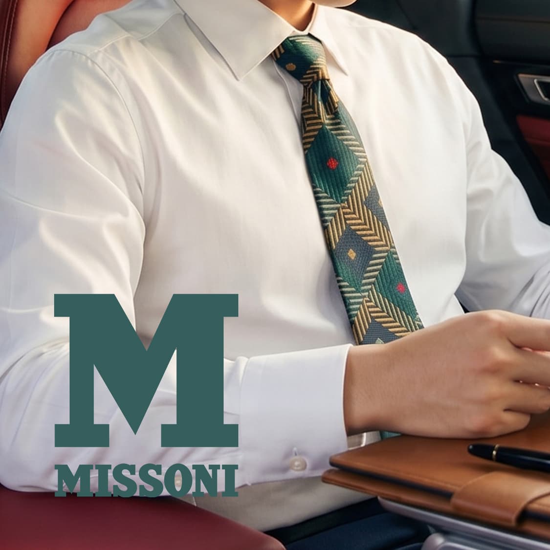 MISSONI 미쏘니 그린 기하 패턴 넥타이 9.8cm A+등급 E131 상품이미지1