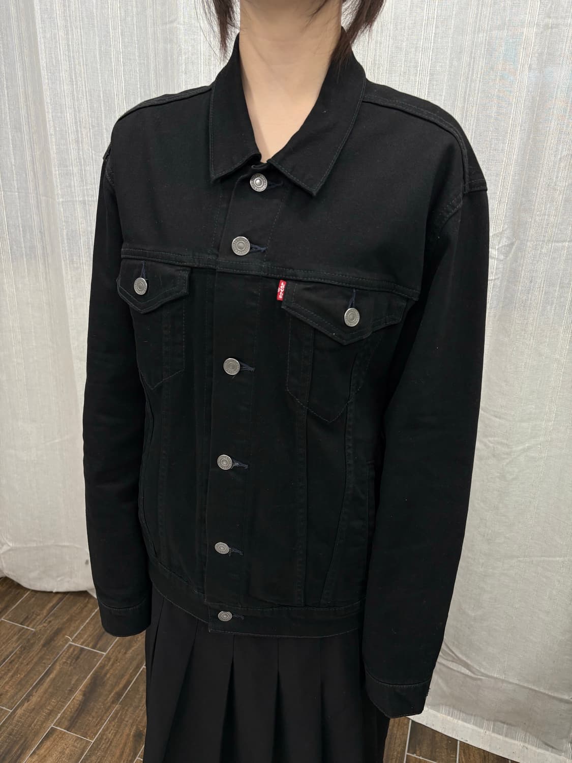 리바이스 블랙 데님 트러커 데님 흑청 자켓  상품이미지2