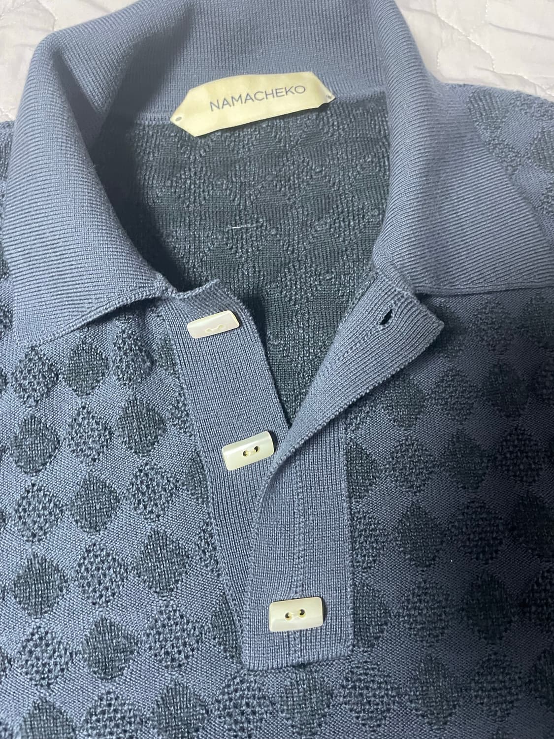 Namacheko diamond polo knit (blue) 상품이미지2