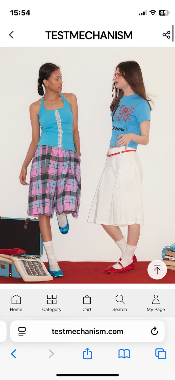 테스트메커니즘 Checkered ribbon retro pants 상품이미지1