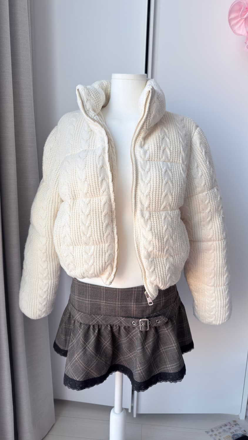 자라 니트패딩 아이보리 S 상품이미지1