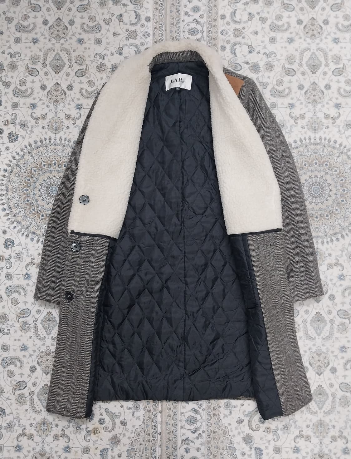 LAP 랩 스웨이드 배색 안감 패딩 코트 S 상품이미지2