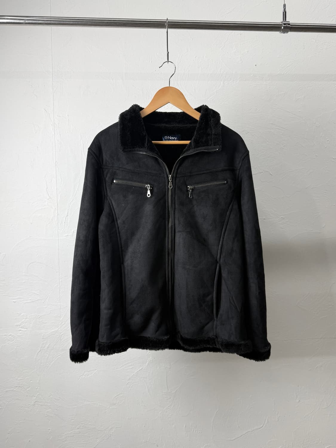 Navy 스웨이드 무스탕 상품이미지1