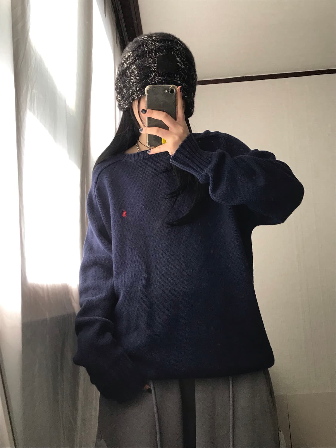 폴로 네이비 오버핏 니트 상품이미지1