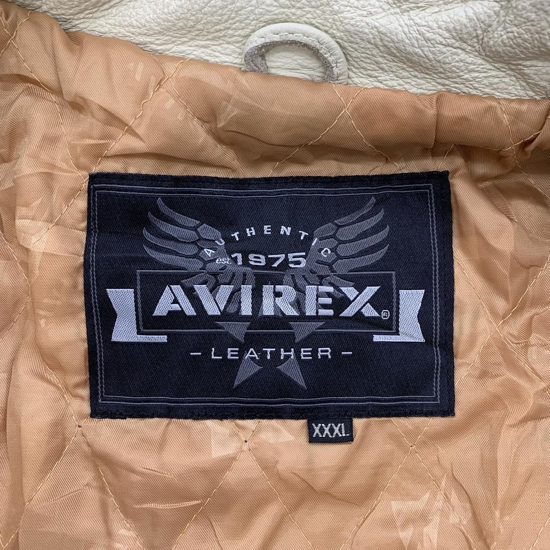 아비렉스 크림 빅로고 리얼레더 바시티 자켓 상품이미지5