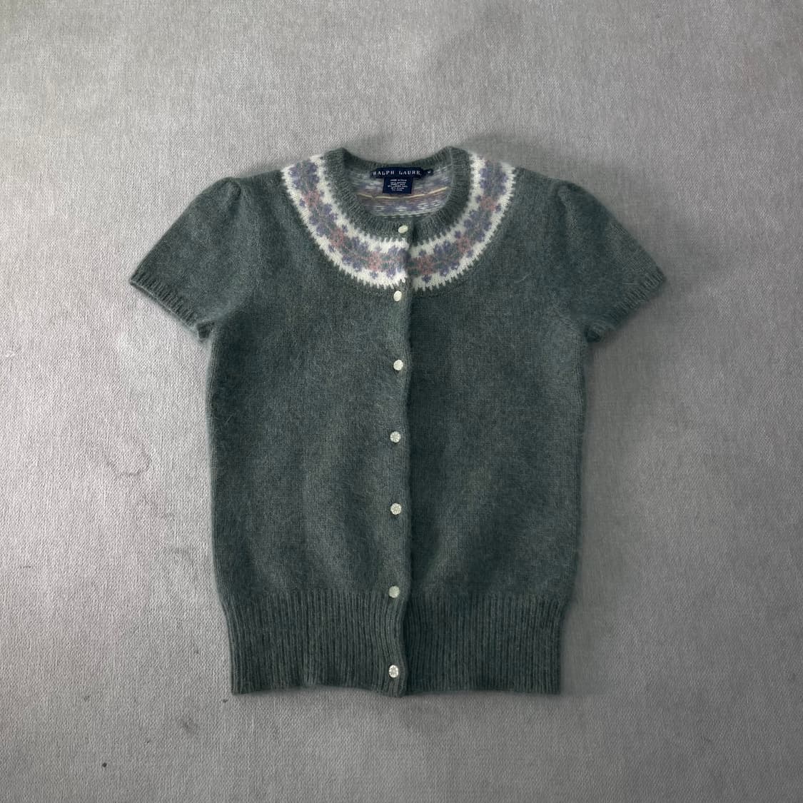 W 95 폴로랄프로렌 앙고라 페어 아일 쇼트 슬리브 가디건 상품이미지1