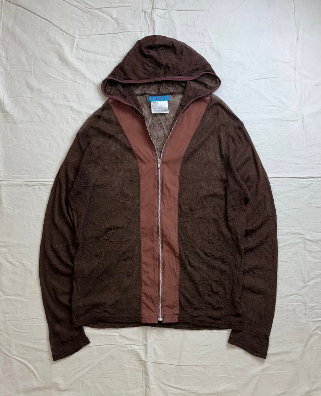 캐서린햄넷 아카이브 시스루 후드집업 브라운 상품이미지1