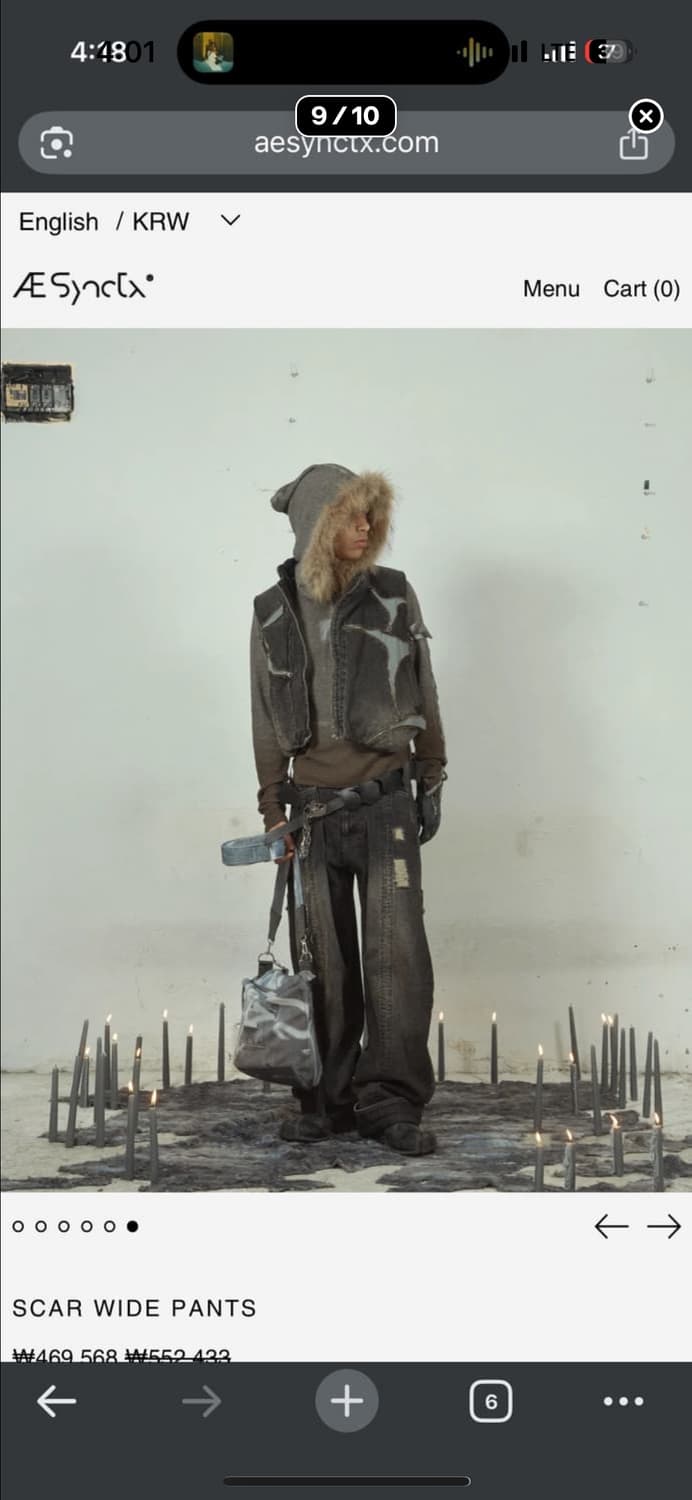 급처)Aesynctx SCAR WIDE PANTS L 상품이미지4
