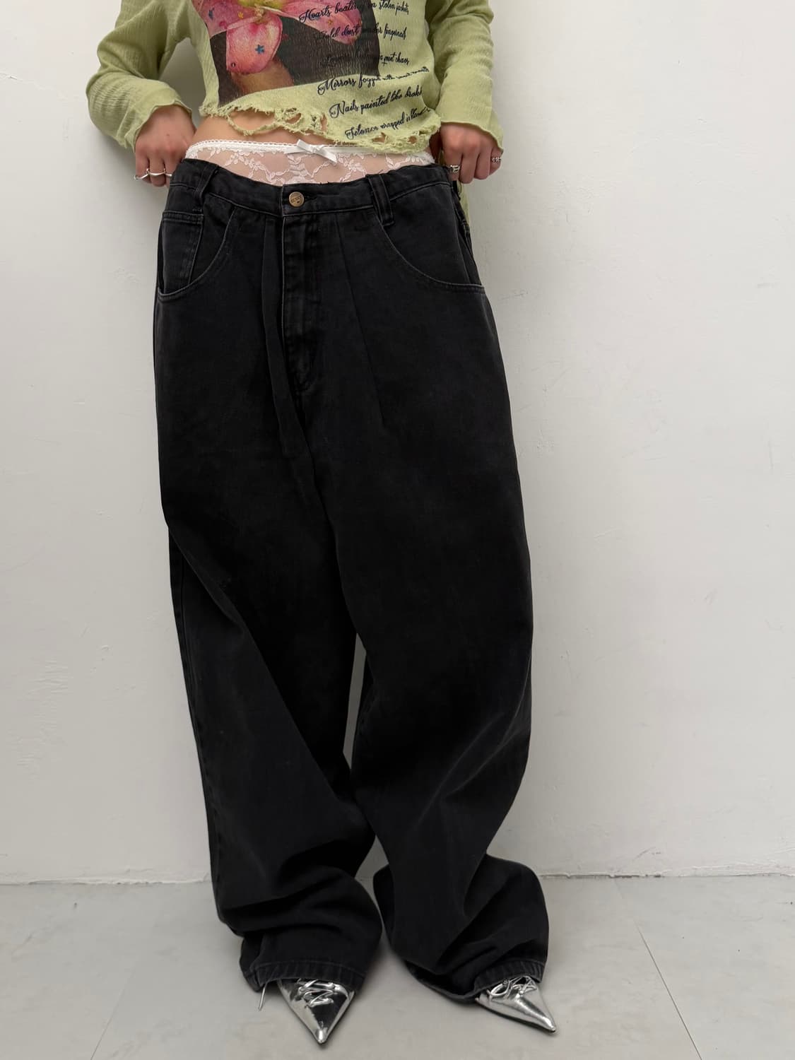 흑청 와이드 팬츠  상품이미지1