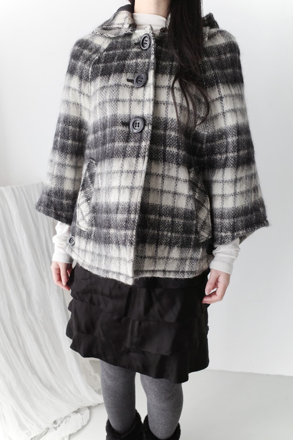 check cape coat  상품이미지5