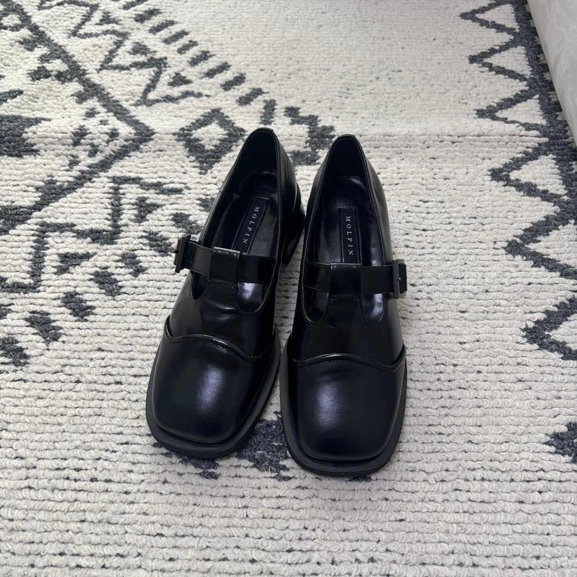 [보관품]몰핀 콤비 메리제인 로퍼 올블랙 225 상품이미지4