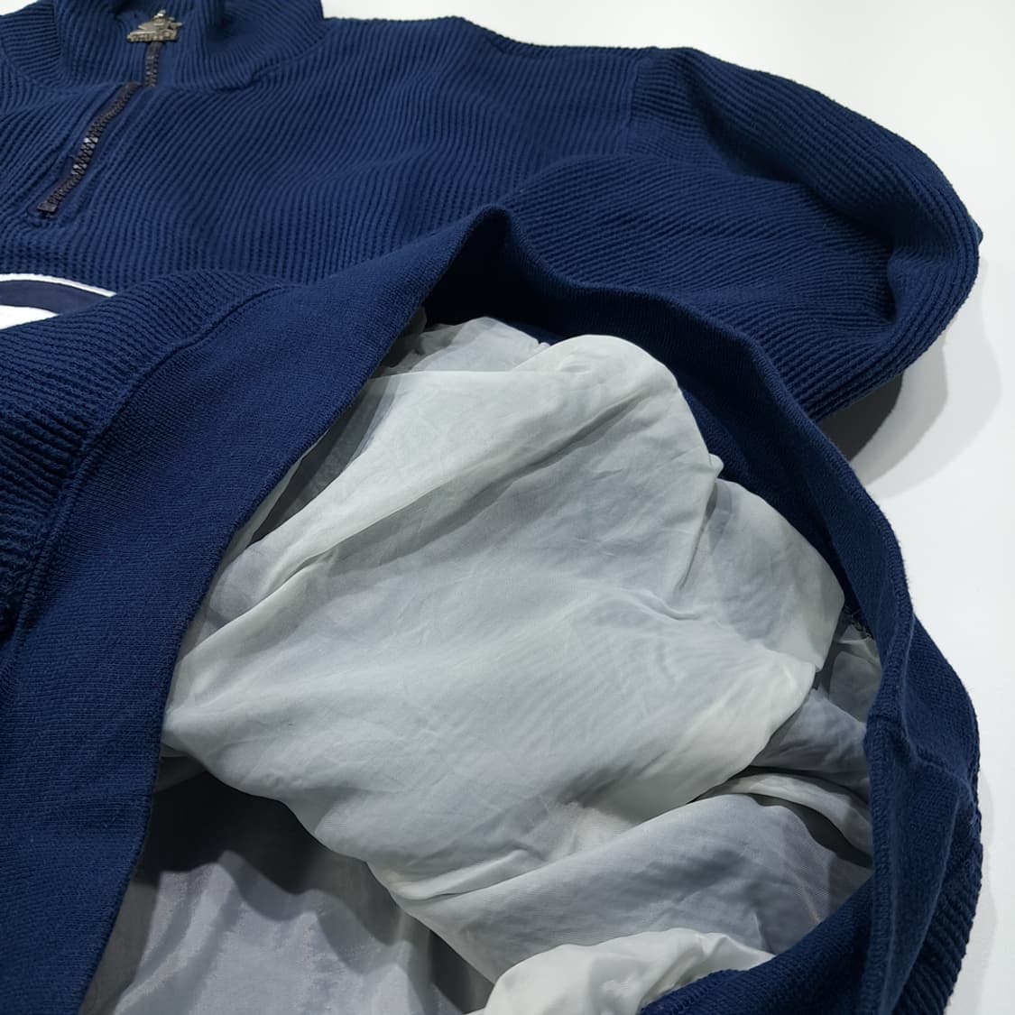 CL212 L 스타터 90s한국판 와플니트 펜스테이트 네이비 하프집업 상품이미지6